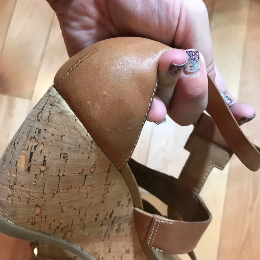 Franco Sarto Brown Leather Wedges 7.5 Falco Y2K